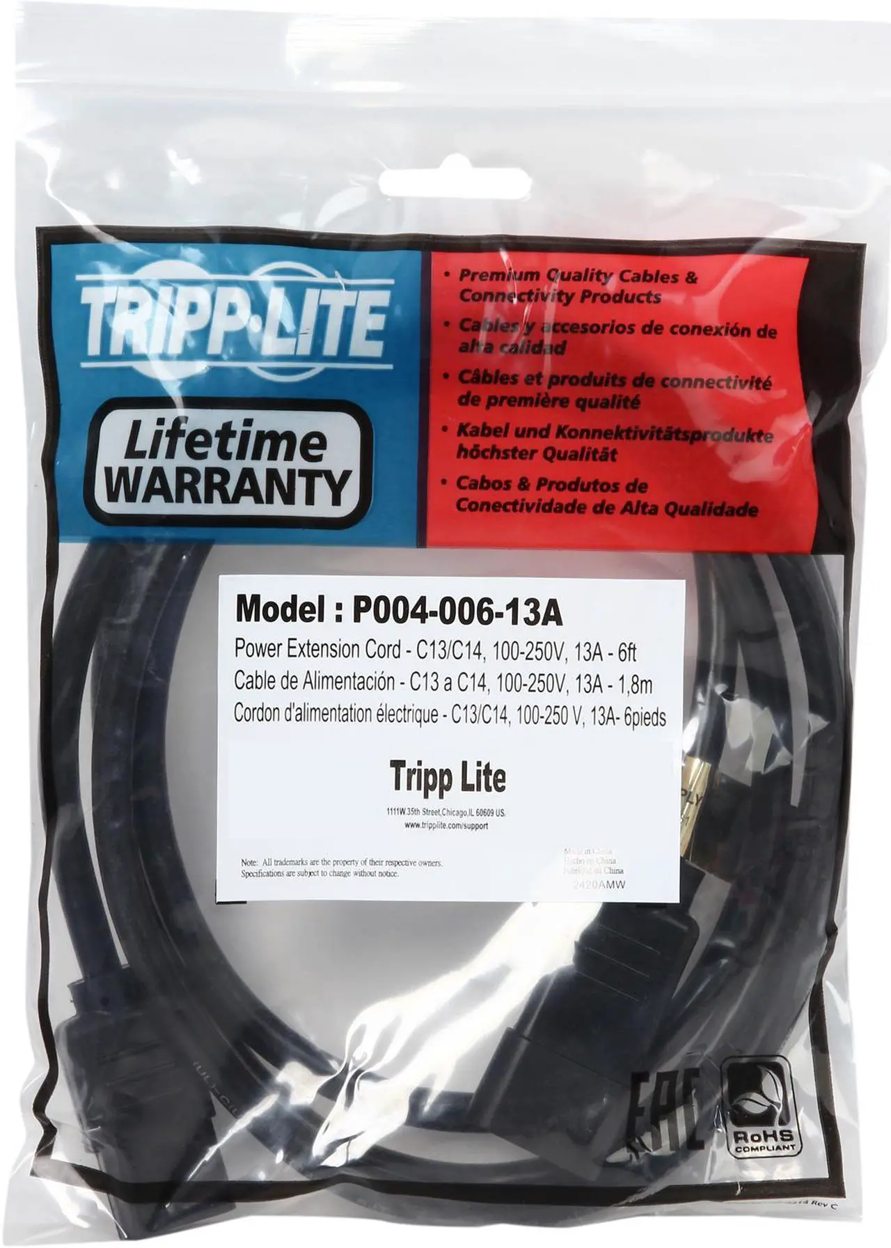 Cable de alimentación Tripp-Lite P004-006 1.83m C14 a C13 Negro - Imagen 4