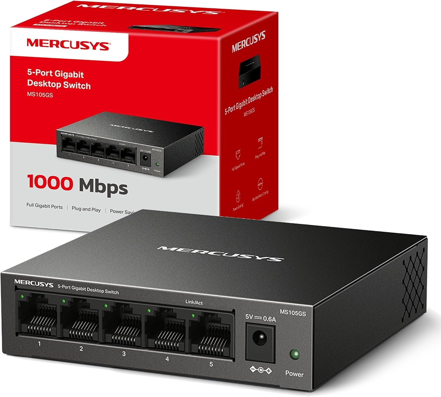 Mercusys MS105GS Switch 5 Puertos Gigabit