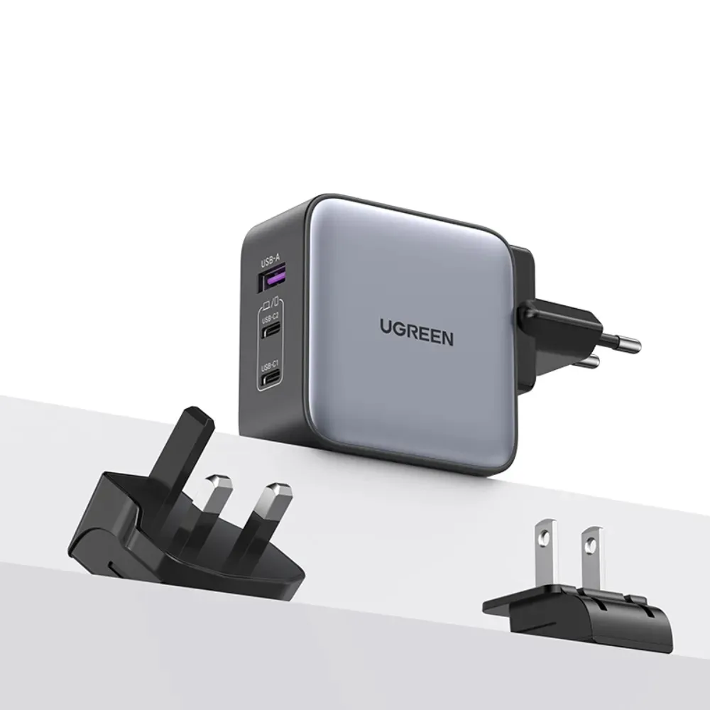 Cargador USB-C GaN 65W UGREEN 3 Puertos Rápido y Compacto