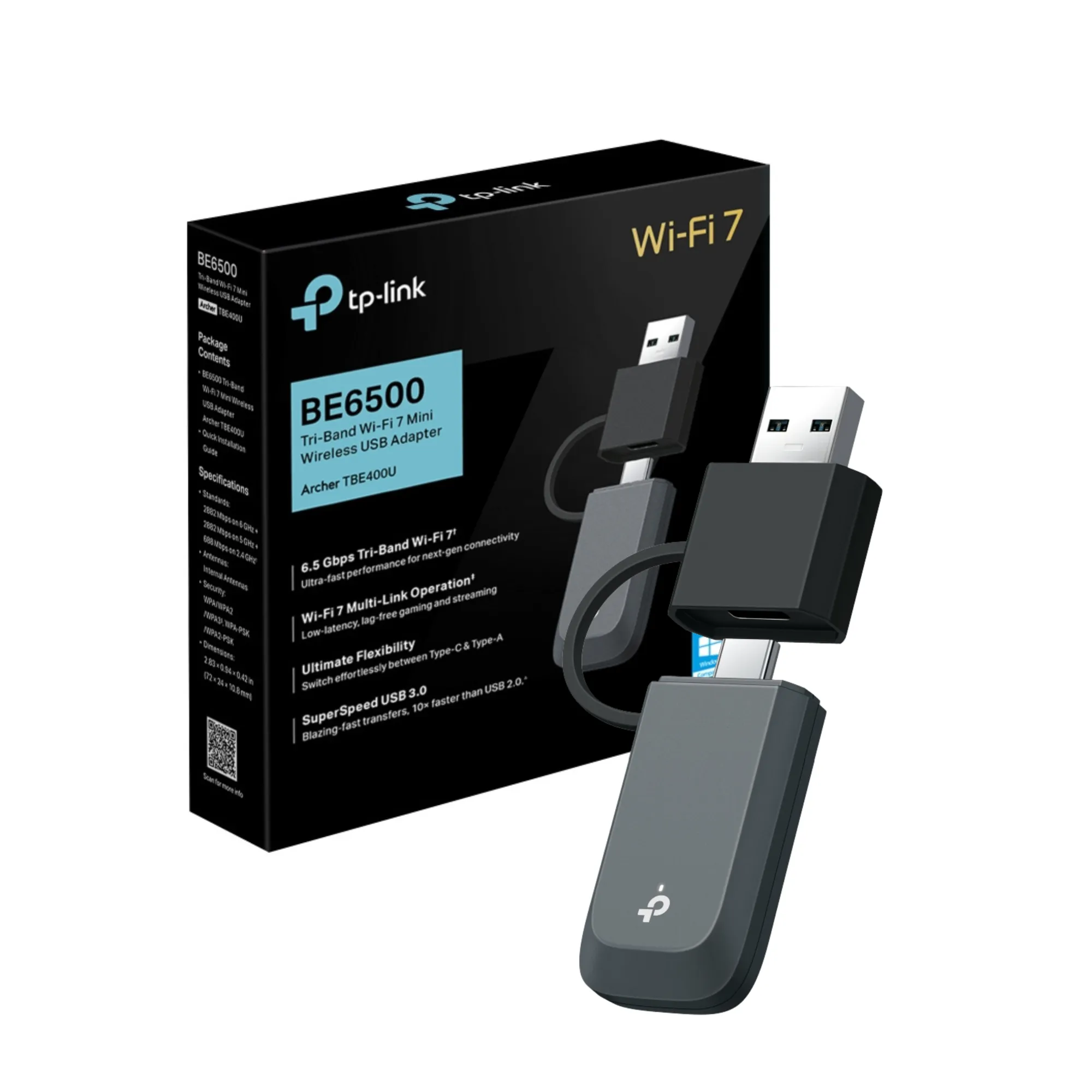 TP-Link Archer TBE400U Adaptador USB WiFi 7 Tri-Banda BE6500