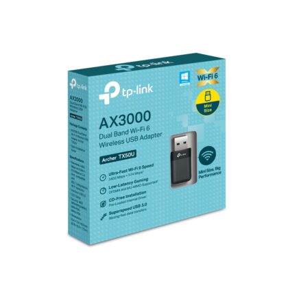 TP-Link Archer TX50U Adaptador USB WiFi 6 AX3000, 3000Mbps, USB 3.0