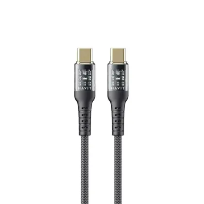 Cable USB Tipo C a C HAVIT 1m Nylon Trenzado Negro