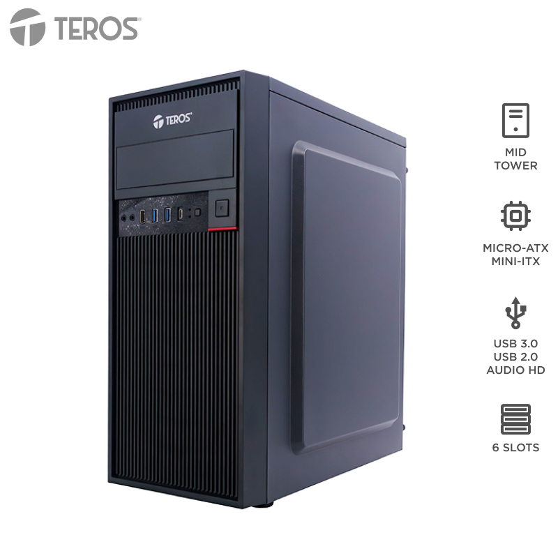 Case Gamer TEROS TE-1319G Mid Tower 450W USB 3.0 Negro - Imagen 2