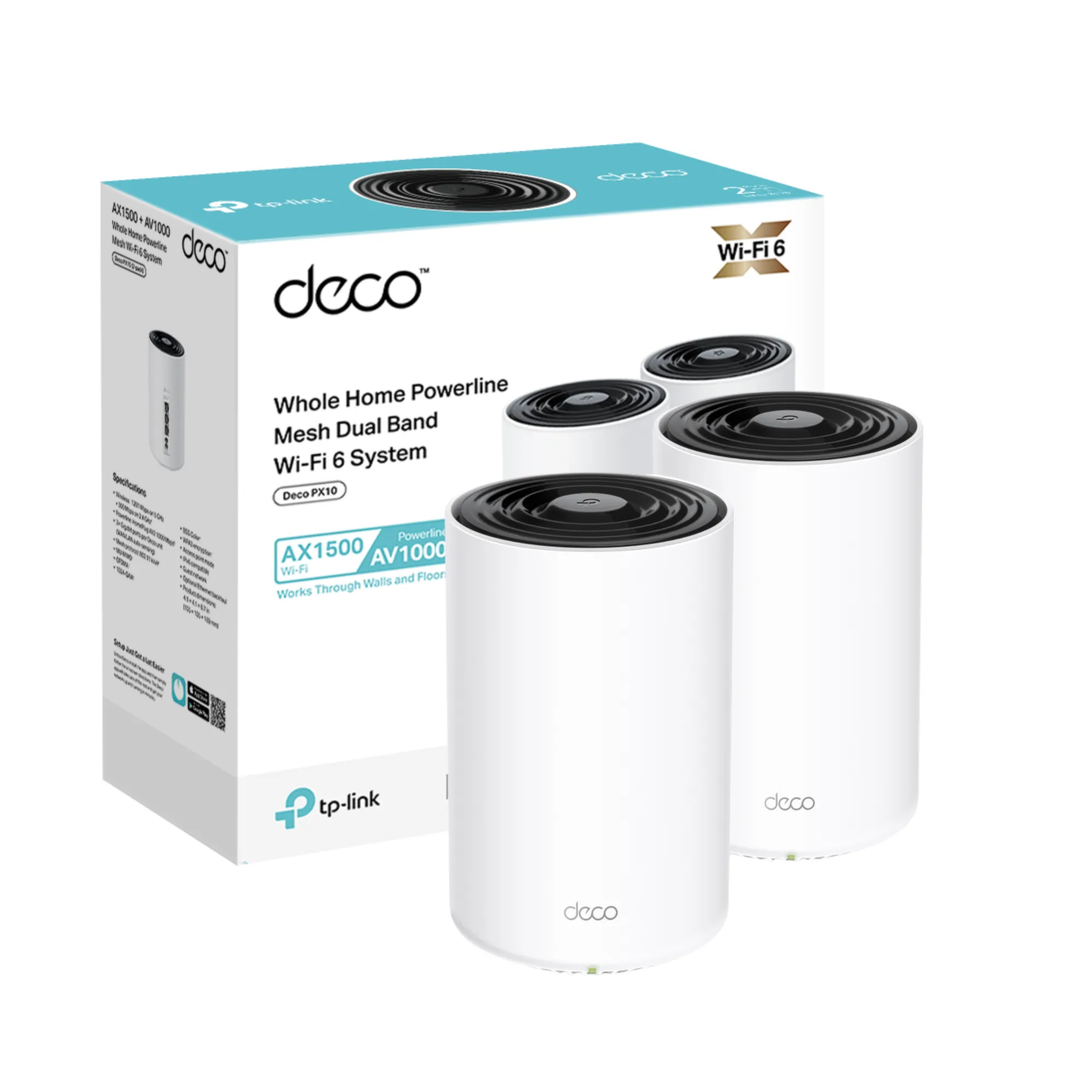 TP-Link Deco PX10 (2 Pack) Mesh WiFi 6 AX1500 + Powerline AV1000