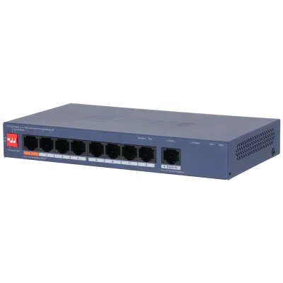Switch PoE Cloud Dahua 9 Puertos 60W L2 con DIP Watchdog/Extend 250m