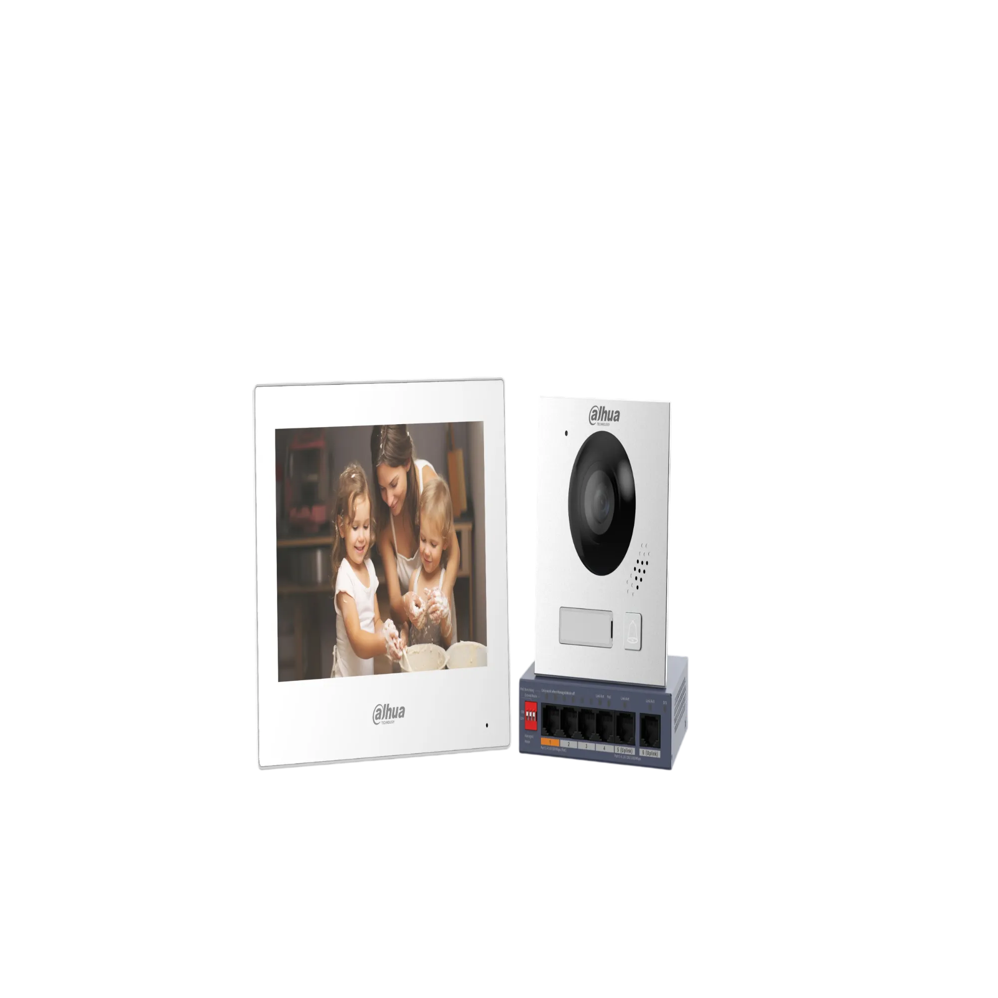 Kit Video Portero IP Dahua 1 Botón, Monitor Táctil 7" WiFi, Switch PoE
