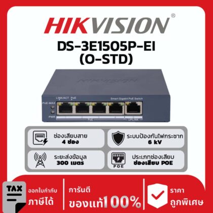 Switch Gigabit 4 Puertos Hikvision DS-3E1505P-EI