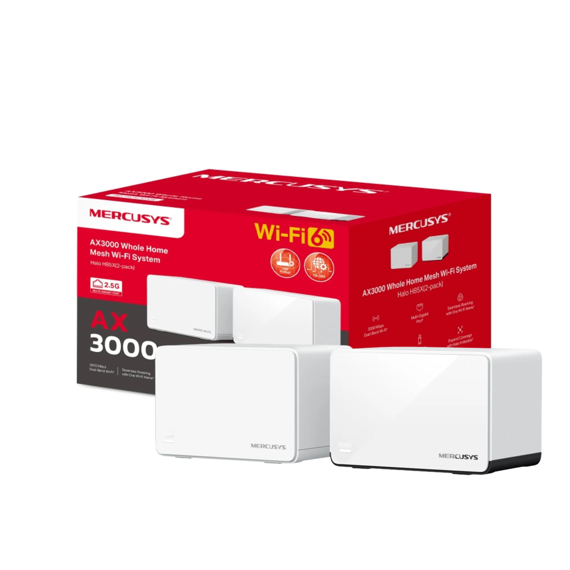 MERCUSYS HALO H85X (2-PACK) Mesh WiFi 6 AX3000, Cobertura 460m²