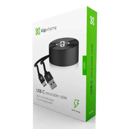 Klip Xtreme Cable USB-C 1m Negro Carga Rápida