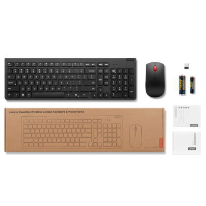 Combo Teclado y Mouse Inalámbrico Lenovo Essential Gen2 Negro Español
