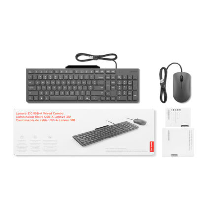 Combo Teclado y Mouse Lenovo 310 USB Cable Español