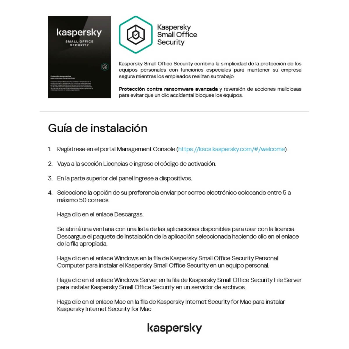 Kaspersky Small Office Security 5PC+1Serv 1 Año - Imagen 3