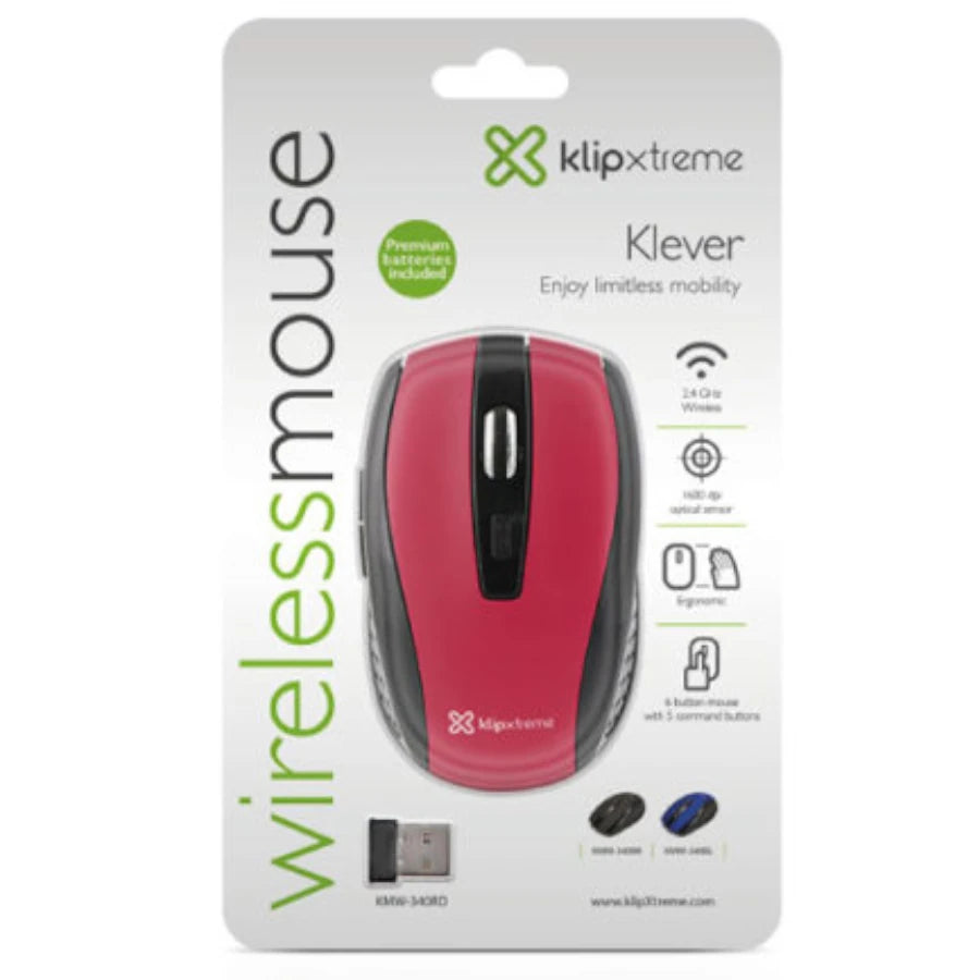 Klip Xtreme Mouse Inalámbrico Óptico Rojo - Imagen 3