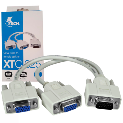 Xtech Cable VGA Macho a Hembra Splitter