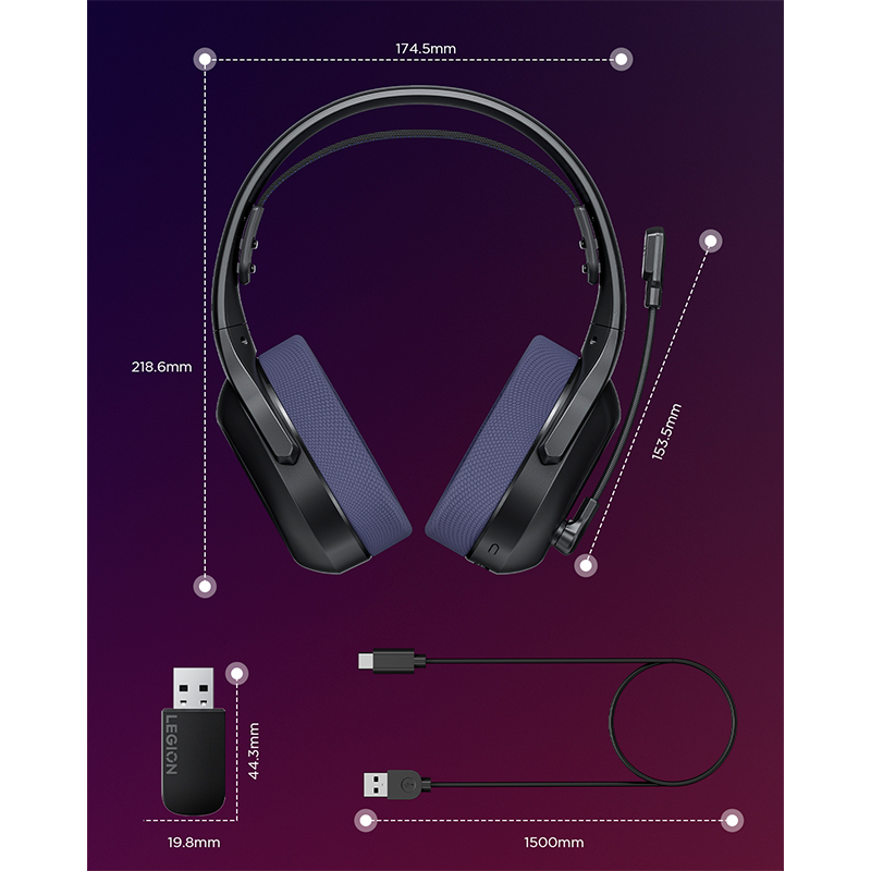 Auriculares Gaming Lenovo Legion H410 Inalámbricos 2.4GHz/Bluetooth - Imagen 4
