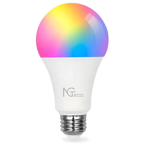 Bombilla LED RGB WiFi 2.4GHz NGTECO - Control por App, E27, 9W