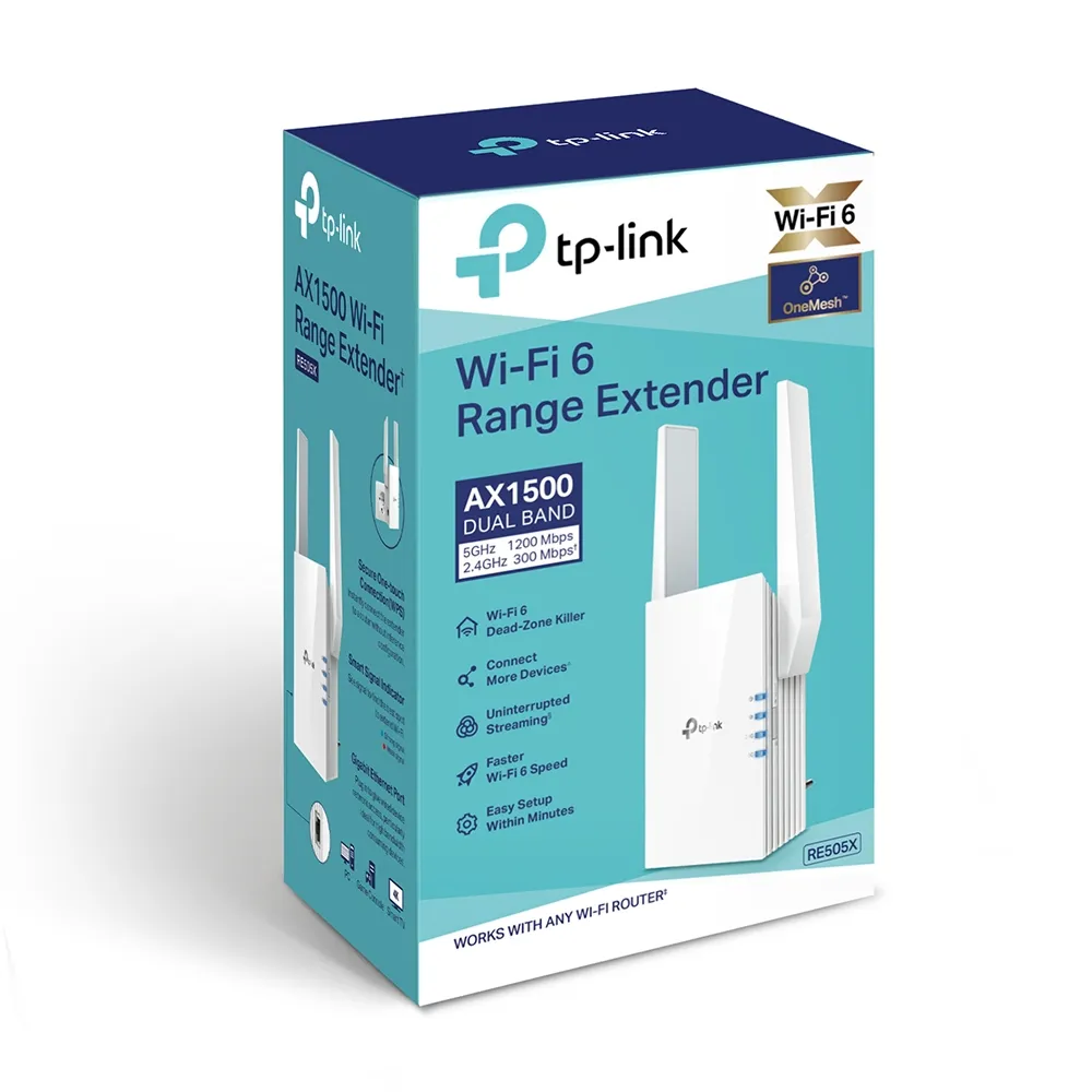 Extensor TP-Link RE505X WiFi 6 AX1500 Dual Band, 1500Mbps, Mesh