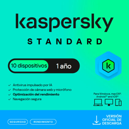 Kaspersky Standard 10 Dispositivos 1 Año - Antivirus Seguridad