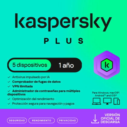 Kaspersky Plus 5 Dispositivos 1 Año - Seguridad Premium
