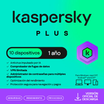 Kaspersky Plus 10 Dispositivos 1 Año - Seguridad Premium