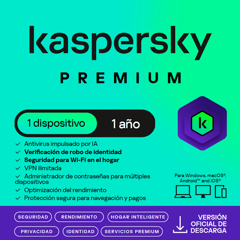 Kaspersky Premium 1 PC 1 Año - Seguridad Total