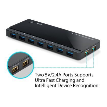 TP-Link UH720 Hub USB 3.0 de 7 Puertos - Alta Velocidad y Diseño Compa