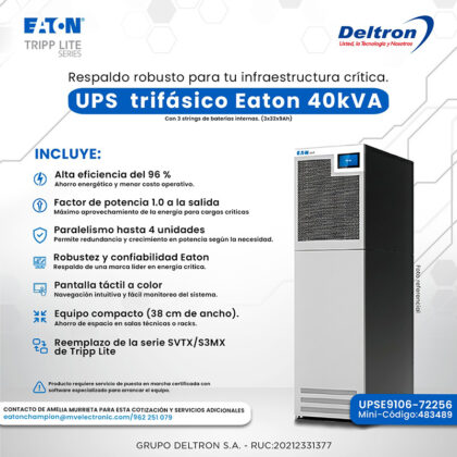 UPS Trifásico Eaton 40kVA con Baterías Internas 3x32x9Ah