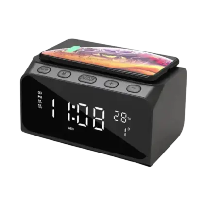 HAVIT Parlante Bluetooth con Cargador Inalámbrico, Alarma y Termómetro