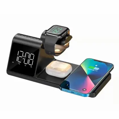 Cargador Inalámbrico HAVIT 3 en 1 con Alarma y Reloj
