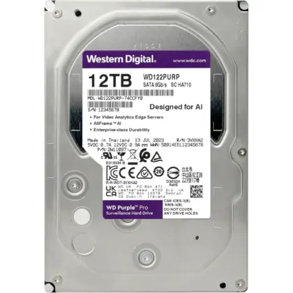 WD Purple Pro 12TB Disco Duro Interno 3.5" 7200RPM 256MB Caché SATA