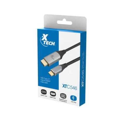 Cable USB Tipo C Xtech 1.8m Negro y Plata