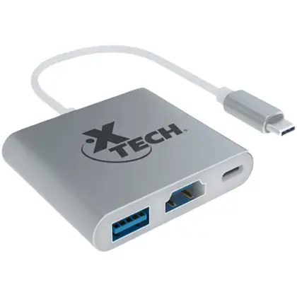 Xtech Adaptador USB-C a HDMI 3 en 1 Aluminio