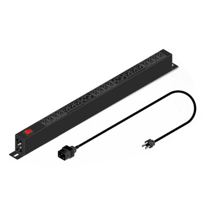 PDU ELISE 220V 15A 20 Tomas C13 C19 NEMA 5-15R Rack 0U