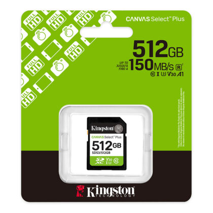 Tarjeta SD Kingston Canvas Select Plus 512GB U3 V30