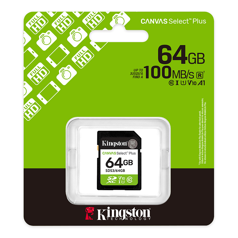 Tarjeta SD Kingston Canvas Select Plus 64GB UHS-I U1 V10