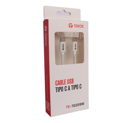 Cable USB Tipo C a C TEROS TE-70209W 3A 60W Blanco