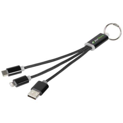 Cable 3 en 1 Deltron Llavero USB-C Micro USB Lightning