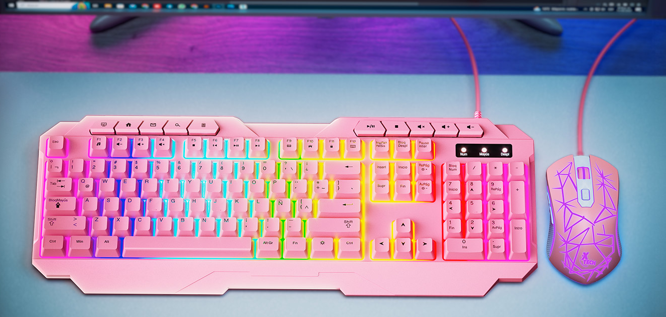 Xtech Set Teclado y Ratón Rosa USB