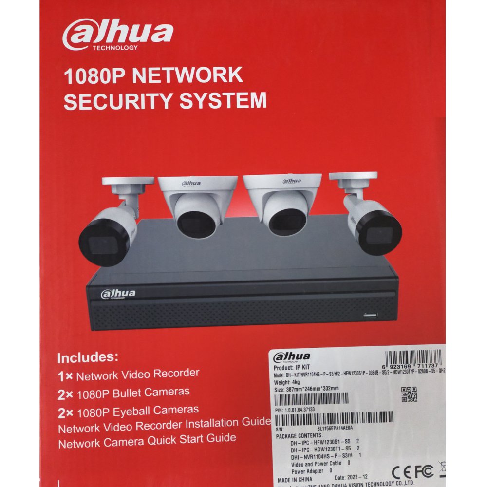Kit 4 Cámaras Bullet 2MP + NVR Dahua IP, Grabador 4 Canales PoE - Imagen 4