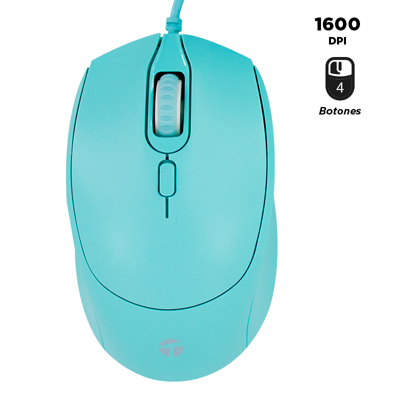 Mouse Óptico TEROS TE-1227S 1600 DPI USB Verde - Imagen 2