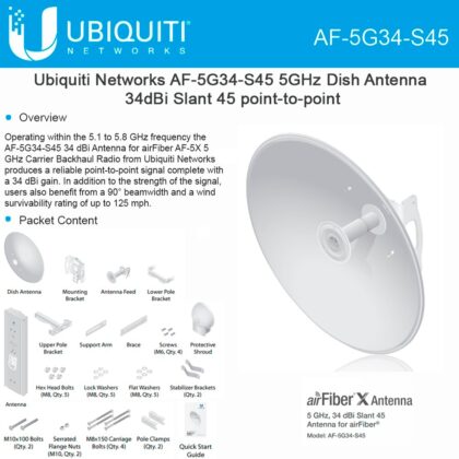 Ubiquiti airFiber X AF-5G34-S45 Antena 34 dBi