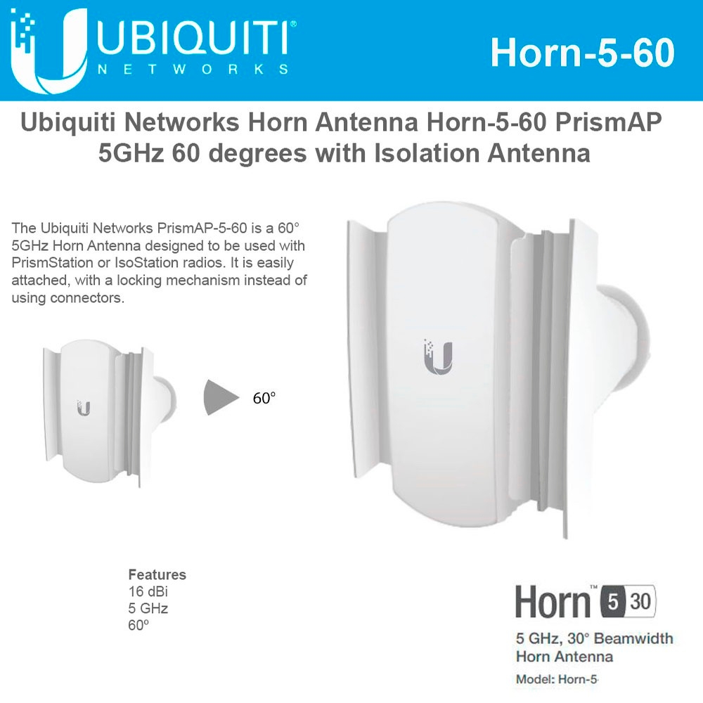 Ubiquiti Horn-5-60 Antena Bocina 16 dBi - Imagen 4