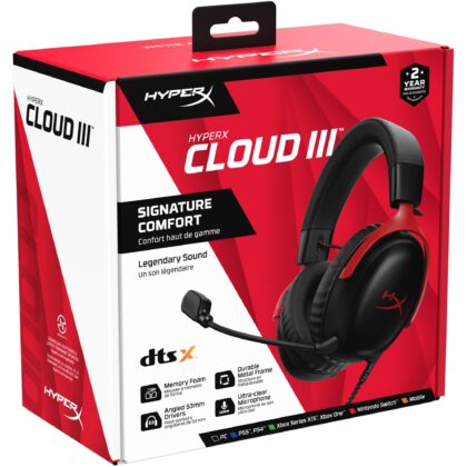 HyperX Cloud 3 Auricular USB 3.5mm Negro/Rojo