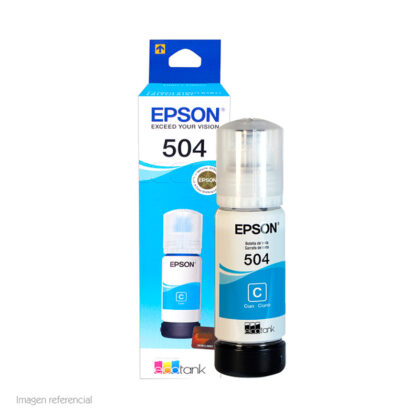 Botella Tinta EPSON T504 Cyan 70ml Original para EcoTank