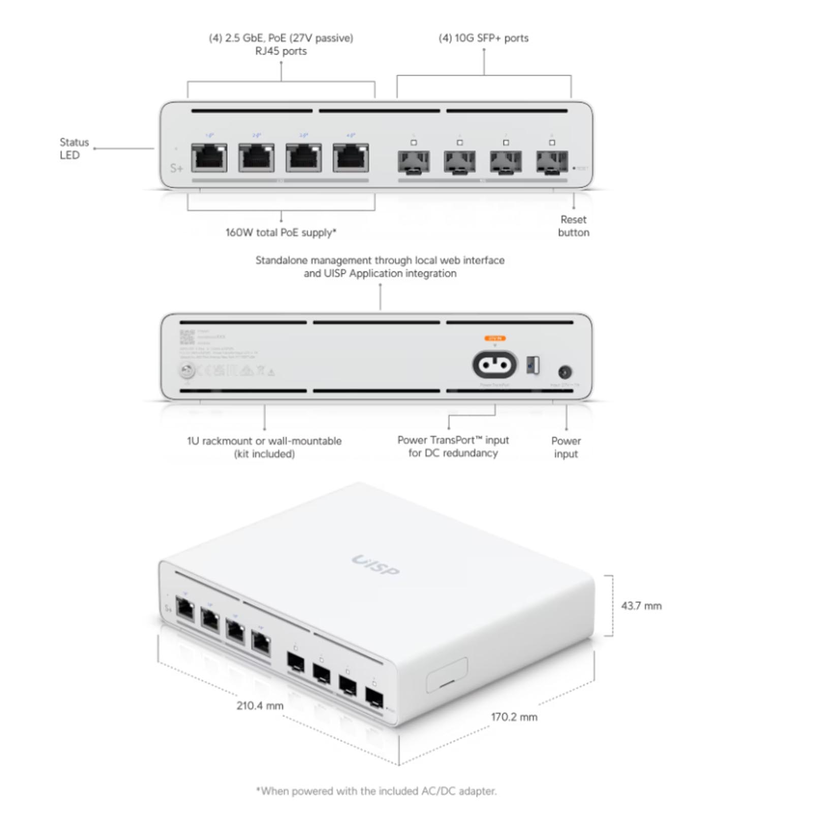 Ubiquiti UISP Switch Plus 2.5 GbE PoE - Imagen 3