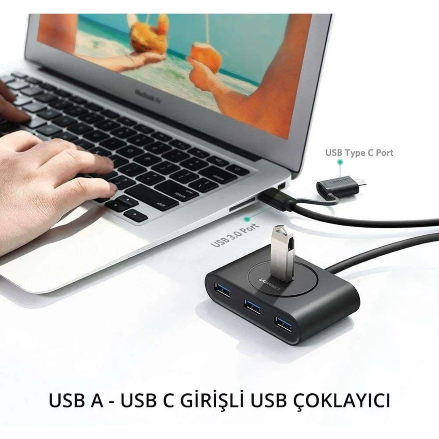 Hub USB UGREEN 4 Puertos USB 3.0 Gris - Imagen 2