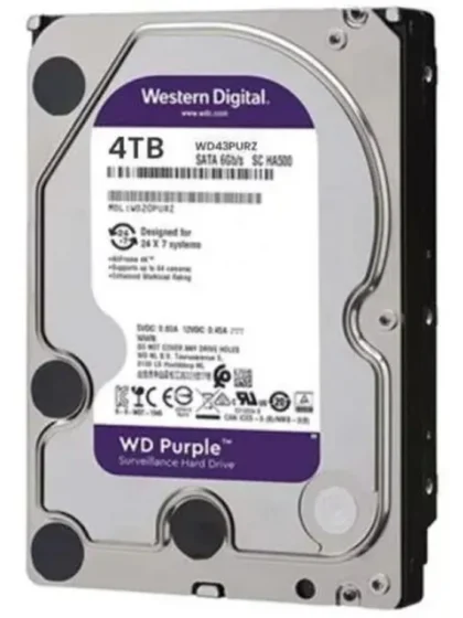 Disco Duro Interno Western Digital Purple 4TB 3.5" SATA 6Gb/s para Videovigilancia CCTV (WD43PURZ)
