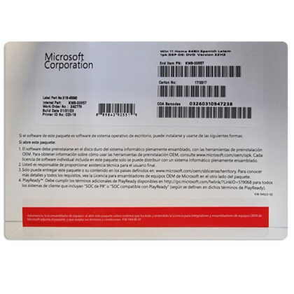 Sistema Operativo Microsoft Windows 11 Home 64 Bits Español